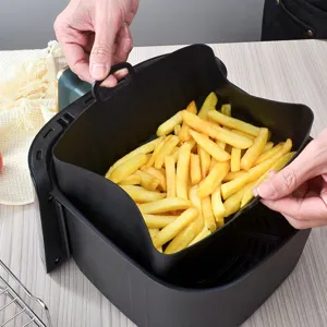 Rechteckige Silikon Heissluftfritteuse Matte Korb Zubehoer hitzebestaendig Backform neu.