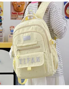 Japanischer Stil süßer Rucksack mit Sternenmuster und großem Fassungsvermögen für Schüler.