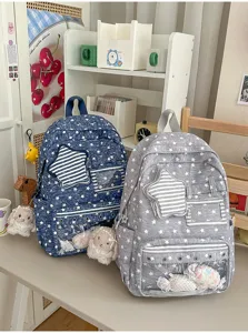 Japanischer Harajuku Stil Sternen Druck transparentes Fenster Schüler Schulrucksack.