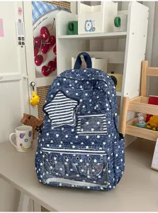 Japanischer Harajuku Sternen Druck transparenter Schüler Rucksack große Kapazität Schultasche.