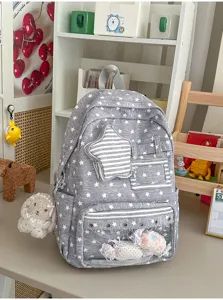 Japanischer Harajuku Stil Sternenmuster transparente Fenster Student Rucksack Schultasche