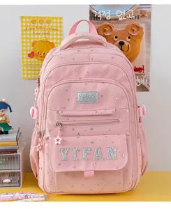 Rosa japanischer Stil Sternmuster Schultasche große Kapazität süßer Jugendrucksack