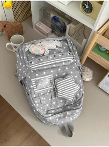 Japanischer Harajuku Stil Sternenmuster grauer Segeltuch Rucksack transparente Ita Tasche