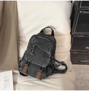Vintage gewassen denim multifunctionele rugzak en casual borst schoudertas voor dagelijks gebruik