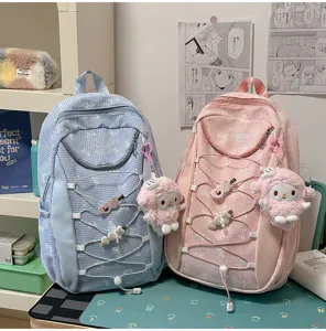 Süsser karierter Schleifen Studenten Rucksack mit grosser Kapazitaet Schultasche