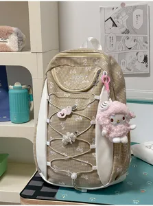 Süßer Karo Schleife Studenten Rucksack große Kapazität Schulranzen für Mädchen Teens