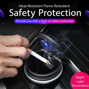 Tragbarer Aschenbecher fürs Auto mit LED Licht flammhemmender Zigaretten Aschenbecher.