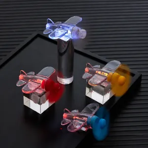 Rotating Luminous Little Airplane Wind Powered Toy Car Ornament LED Light