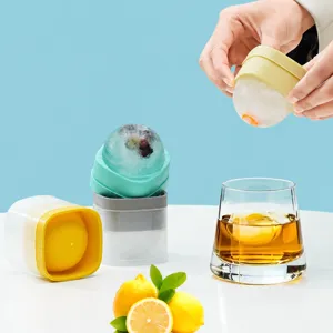 Silicone ice ball mold large whiskey sphere ice cube maker tray with cover for home bar use