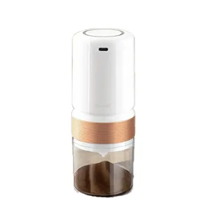 Wiederaufladbare elektrische Kaffeemühle mit klarem Pulverbehälter für die Küche.