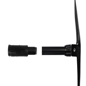 Pelle de camping pliante portable détail d'outil multifonctionnel tactique noir.