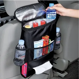 Car seat back organizer multi-pocket insulated storage bag for auto interior storage
