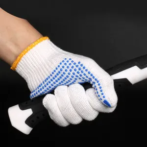 Gants de Travail pour Hommes Mélange de Coton Respirant Antidérapants PVC Gants de Sécurité pour Construction Industrielle