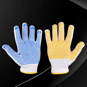Gants de travail antidérapants à points en coton résistants de protection pour hommes