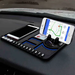 Supporto per Telefono per Auto Multifunzionale Tappetino Antiscivolo Supporto Girevole Cruscotto Tappetino di Conservazione Scheda Parcheggio