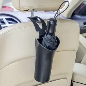 Car seat back umbrella holder hanging storage bucket waterproof vehicle organizer bin black