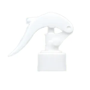 Close-up detail of a white plastic trigger sprayer replacement head for spray bottles.