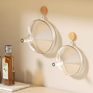 Conjunto de embudo de cocina transparente, embudo de pared con gancho de madera.