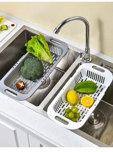 Cesto di scarico retrattile per lavello da cucina in plastica portaoggetti verdure
