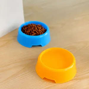 PP Plastic Pet Bowl Round Non-Slip Anti-Rollover Cat Food Basin Dog Feeding Water Tableware Candy Color Cute Pet Supplies