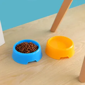 Plastic pet feeding bowl set, round anti-slip cat and dog food and water bowl for daily use.