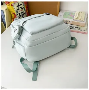 Zaino in nylon color caramella con portamonete a cagnolino, borsa scolastica per studenti.