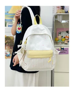 Japans stijl schattige ster gestreepte studenten rugzak, grote capaciteit casual dagelijkse school tas.