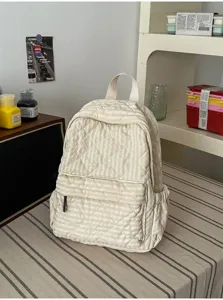 Quilted lightweight casual backpack for women student campus commute daily storage stylish bag