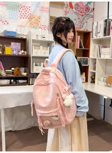 Japanischer Stil süßer Stern transparenter rosa Rucksack große Kapazität Schultasche
