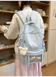 Japanischer Stil Stern transparenter Schulrucksack große Kapazität süße Plüsch-Anhänger