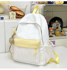 Leuke Japanse stijl ster gestreepte contrast kleur grote capaciteit student school rugzak