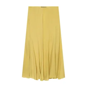 Women Fashion Western Style Polyester Solid Color Flowy Midi Skirt High Waist Multi Panel Stitching Straight Skirt For Casual Wearing