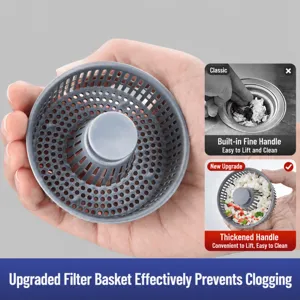 Panier filtre evier cuisine plastique gris anti colmatage attrape dechets principal