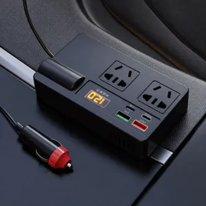 Car Power Inverter 12V 24V to 110V 220V DC to AC Converter Dual AC Outlets USB Type-C Fast Charging Digital Display Car Charger Adapter