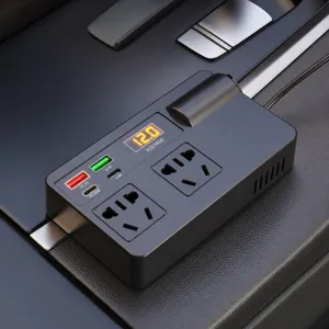 Car Inverter Power Adapter 200W 12V to 220V Multi-Port Fast Charger with Digital Display
