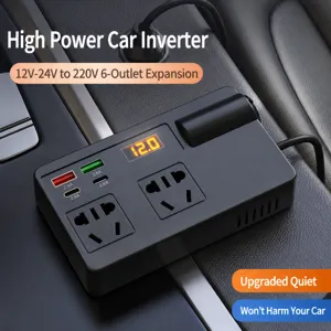 High power car power inverter 12V 24V to 220V multi port USB charger socket adapter for vehicle.