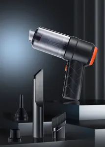 Handheld cordless car vacuum cleaner with multiple attachments for home and vehicle cleaning.