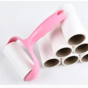 Reusable lint roller with refill rolls for pet hair removal and clothes daily cleaning brush tool.