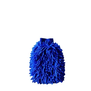 Blue chenille car wash mitt microfiber cleaning glove for auto detailing and dusting 1pc