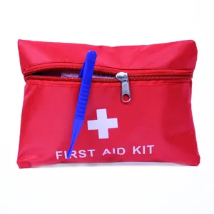 Portable red first aid kit emergency survival bag for outdoor travel home use with tools