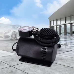 Compressore d'aria portatile per auto 12V con manometro per il gonfiaggio rapido.