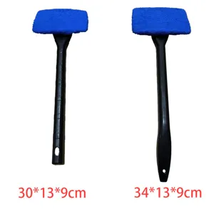 Brosse de nettoyage pour pare-brise de voiture tête microfibre bleue manche noir outil