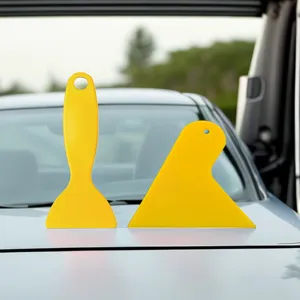Ensemble professionnel d'outils de raclette en plastique jaune pour film de vitres