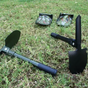 Pelle de Camping Pliante Portable Outil de Jardinage de Survie en Plein Air Multifonctionnel Avec Boussole et Pochette