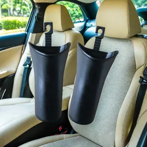 Car back seat hanging storage bucket, waterproof multi-functional organizer for umbrella and trash.