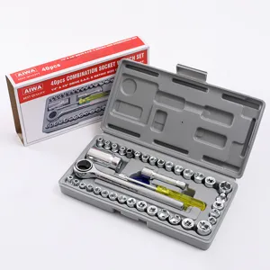40pcs socket wrench set, metric and SAE combination tools for auto repair and home maintenance.