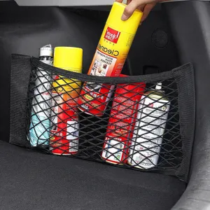 Red de organizador para maletero de coche doble capa bolsa de malla elastica para carga