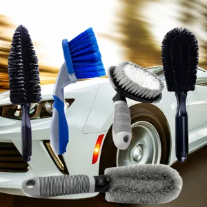 Car Wheel Tire Cleaning Brush Plastic Handle Durable Bristles Automotive Detailing Cleaning Tool For Car Rim Washing