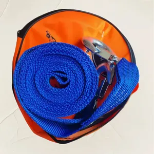 Eslinga de remolque resistente con bolsa, cuerda de rescate para coche de 8 toneladas con ganchos.