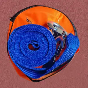 Correa de remolque para coche de 5m 8t resistente con gancho de metal y bolsa de almacenamiento.
